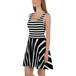 Black Strips Skater Dress