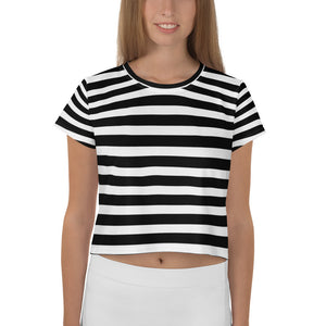 Black Strips Crop Tee