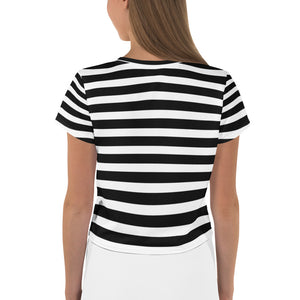 Black Strips Crop Tee