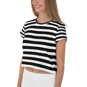 Black Strips Crop Tee