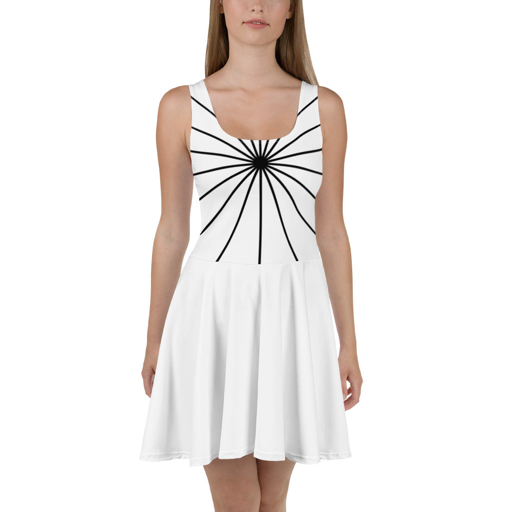 White In Black Gradient Skater Dress