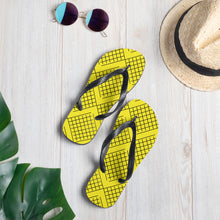 Load image into Gallery viewer, Yellow Black Nets Flip-Flops