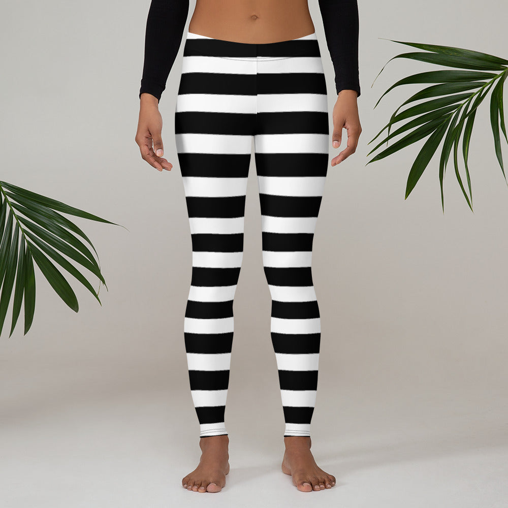 Horizontal Black Strips Leggings