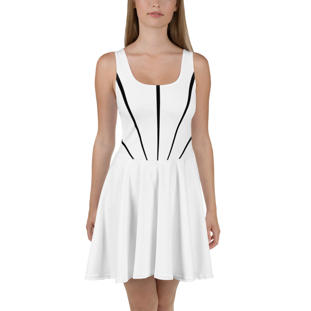 White In Black Stright Girls Skater Dress