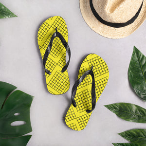 Yellow Black Nets Flip-Flops