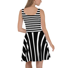 Load image into Gallery viewer, Black Strips Skater Dress