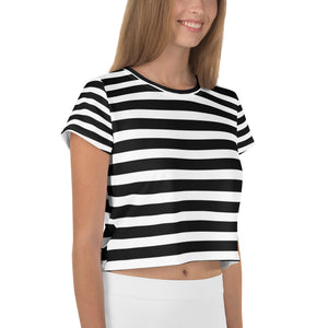 Black Strips Crop Tee