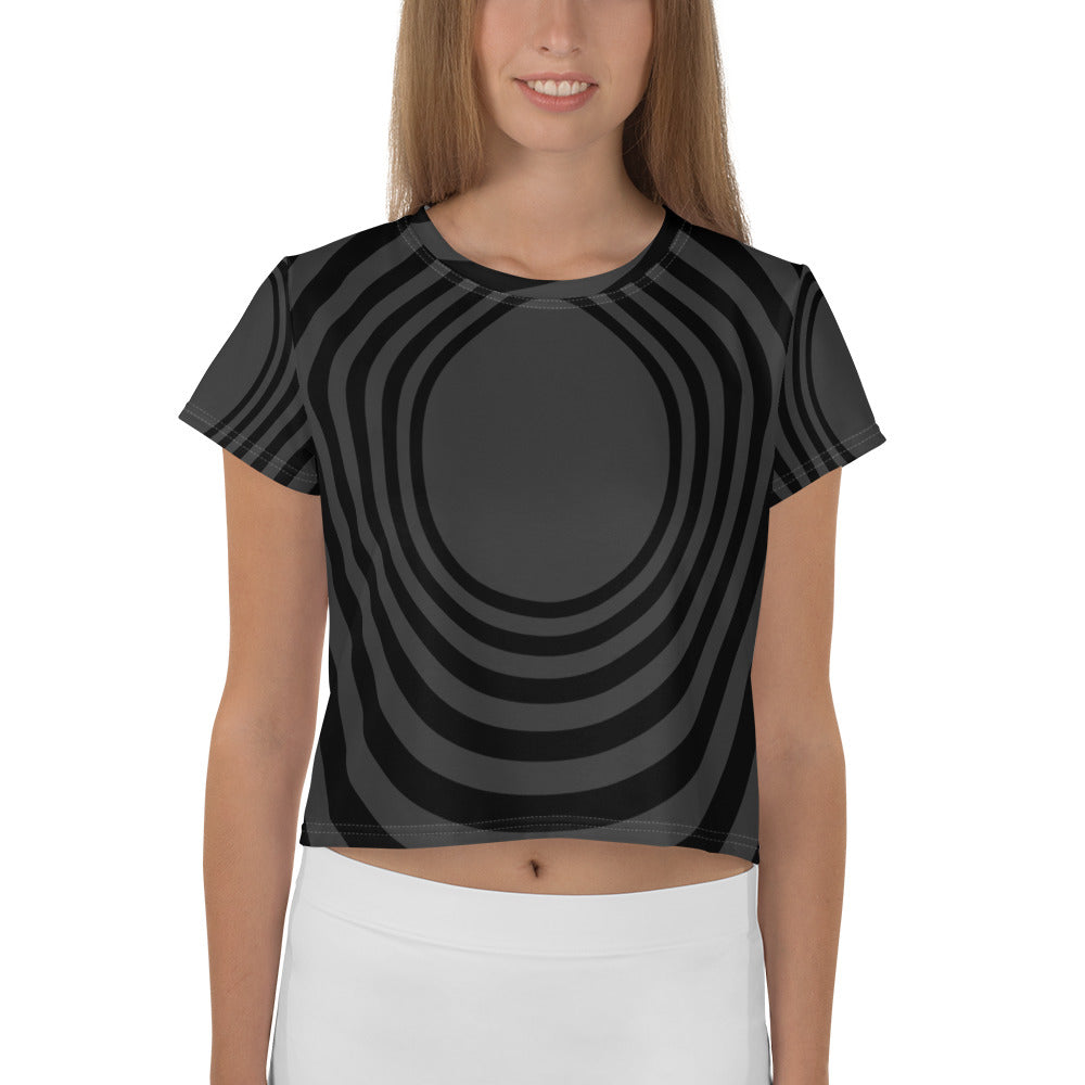 Black Whirlpool Crop Tee