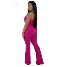 Load image into Gallery viewer, Full Flare Sleeve Sexy Party Jumpsuit One Shoulder Romper