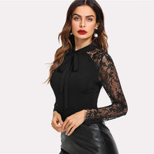 Load image into Gallery viewer, Plain Stand Collar Skinny Night Out Contrast Lace Mid Waist Bodysuits