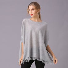 Load image into Gallery viewer, Women&#39;s Batwing Sleeve Loose Knitted Sweater Solid Color Tassel