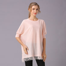 Load image into Gallery viewer, Women&#39;s Batwing Sleeve Loose Knitted Sweater Solid Color Tassel