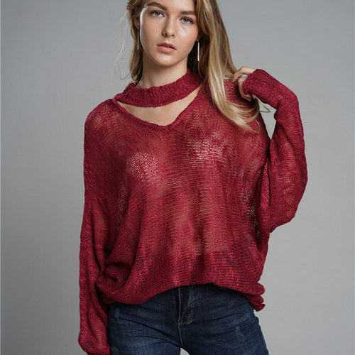 Women's sweater autumn fashion solid color loose large size