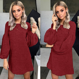 New Women's Knitted Sweaters Round Neck Loose Dress