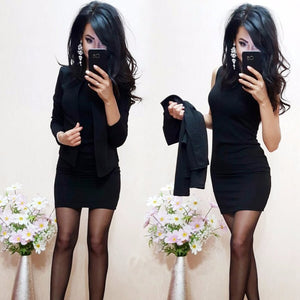 Suits Sexy Sheath O-Neck Above Knee Mini Dress Two Pieces Women Sets