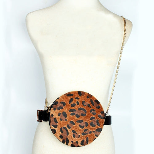 Leopard Print Waist Round Fanny Pack for Women Belt Bag