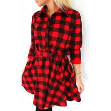 Load image into Gallery viewer, Plaid Print Shirt High Waist Casual Slim Dress