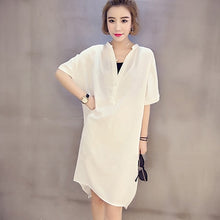 Load image into Gallery viewer, Chiffon Dress V Neck Solid Color