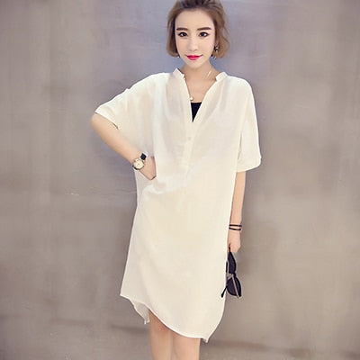 Chiffon Dress V Neck Solid Color