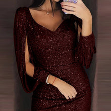 Load image into Gallery viewer, Solid Sequined Glitter Stitching Shining Club Sheath Mini Dress