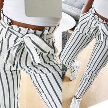 Load image into Gallery viewer, Tie White Striped Leisure Pencil Pants