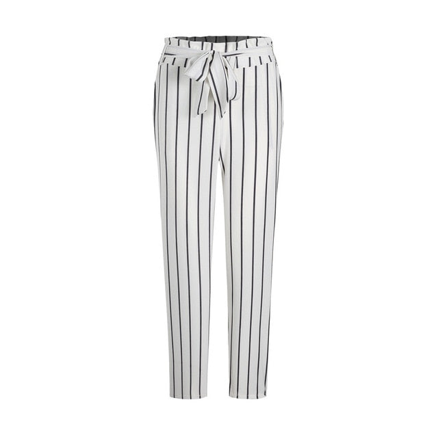 Tie White Striped Leisure Pencil Pants