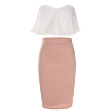 Load image into Gallery viewer, Elegant Two Pieces Strapless Backless Ruffled Solid Pencil Dress Set