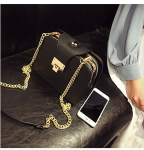 Women Shoulder Chain Strap Flap Designer Clutch Bag With Metal Buckle