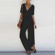 Load image into Gallery viewer, Women Jumpsuit Romper V Neck Casual Playsuit Overalls Ladies Wide Leg Loose