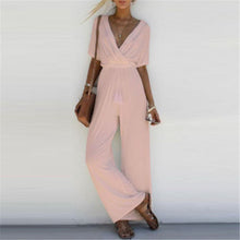 Load image into Gallery viewer, Women Jumpsuit Romper V Neck Casual Playsuit Overalls Ladies Wide Leg Loose