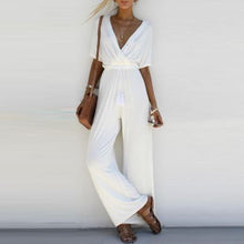 Load image into Gallery viewer, Women Jumpsuit Romper V Neck Casual Playsuit Overalls Ladies Wide Leg Loose