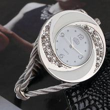 Load image into Gallery viewer, Women Bangle Wrist Clock Crystal Round Dial Analog Digital Bracelet Watch