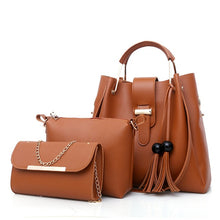 Load image into Gallery viewer, 3Pcs/Sets Women Handbags Leather Shoulder Bags Large Capacity Casual Tote Bag