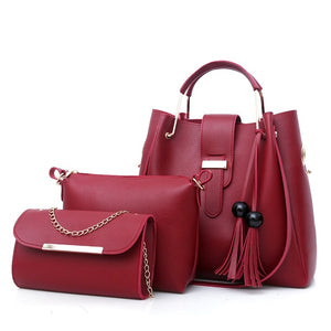 3Pcs/Sets Women Handbags Leather Shoulder Bags Large Capacity Casual Tote Bag