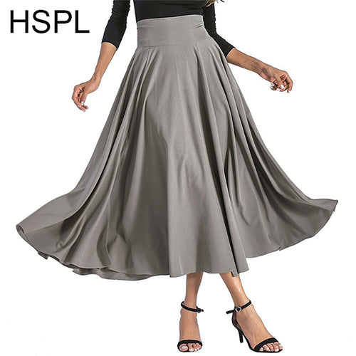 Women Long Skirts Stylish High Waist Vintage With Zipper Behind