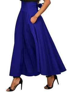 Women Long Skirts Stylish High Waist Vintage With Zipper Behind