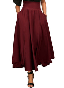 Women Long Skirts Stylish High Waist Vintage With Zipper Behind