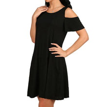 Load image into Gallery viewer, Women&#39;s Cold Shoulder Swing Dress With Pockets Casual Mini Flare Skater