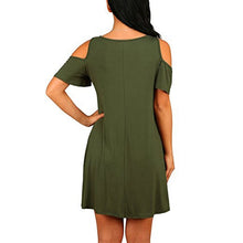 Load image into Gallery viewer, Women&#39;s Cold Shoulder Swing Dress With Pockets Casual Mini Flare Skater