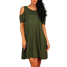 Load image into Gallery viewer, Women&#39;s Cold Shoulder Swing Dress With Pockets Casual Mini Flare Skater