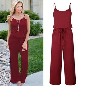 Lace Up Floral Print Women Jumpsuit Loose Style Wide Leg Girls Beach