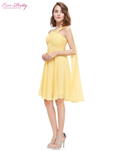 One Shoulder Ruffles Padded Chiffon Cocktail Dresses