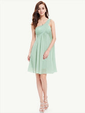 Load image into Gallery viewer, One Shoulder Ruffles Padded Chiffon Cocktail Dresses