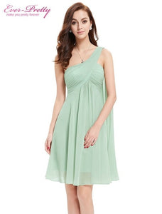 One Shoulder Ruffles Padded Chiffon Cocktail Dresses