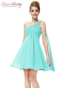 One Shoulder Ruffles Padded Chiffon Cocktail Dresses