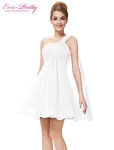 One Shoulder Ruffles Padded Chiffon Cocktail Dresses