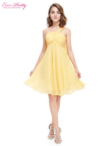 One Shoulder Ruffles Padded Chiffon Cocktail Dresses