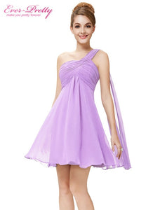 One Shoulder Ruffles Padded Chiffon Cocktail Dresses