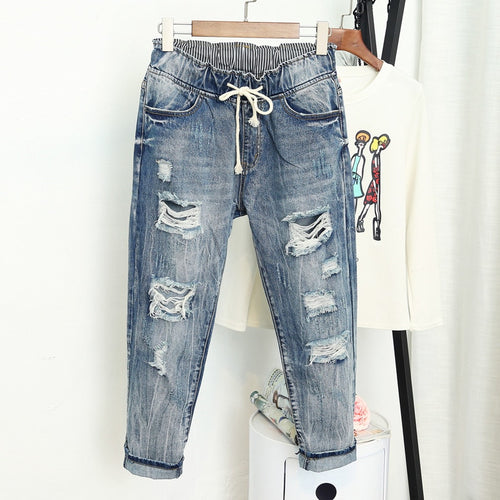 Ripped Jeans For Women Fashion Loose Vintage High Waist Pants