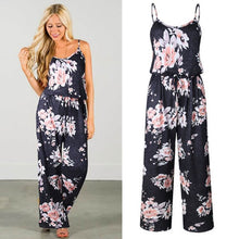 Load image into Gallery viewer, Lace Up Floral Print Women Jumpsuit Loose Style Wide Leg Girls Beach